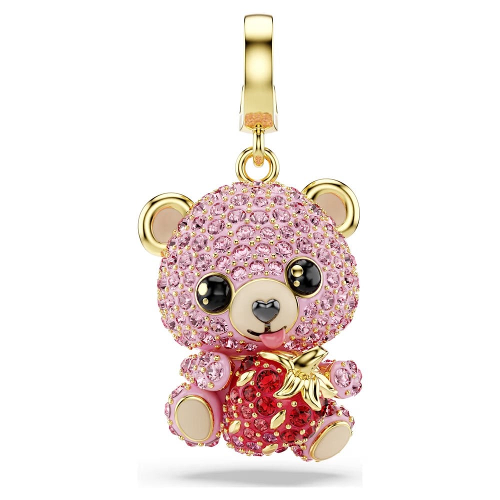 SwarovskiIdyllia Charm Karışık kesimler, Ayıcık, Pembe, 18k altın rengi yüzey