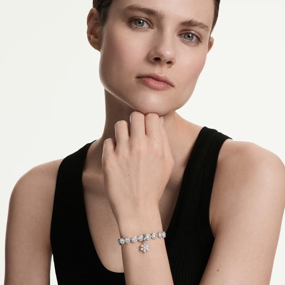 SwarovskiIdyllia Charm Karışık kesimler, Kar tanesi, Beyaz, Rodyum kaplama
