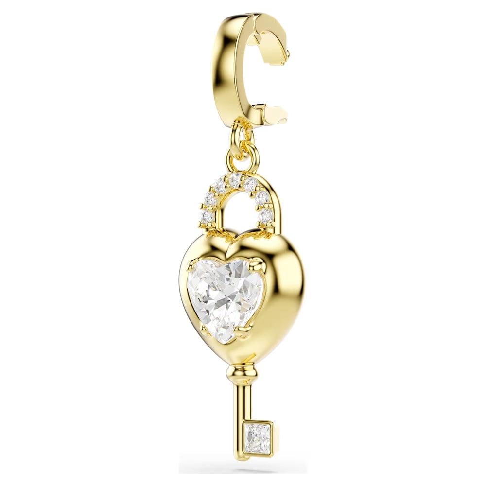 SwarovskiIdyllia Charm Karışık kesimler, Anahtarlı kalp, Beyaz, 18k altın rengi yüzey
