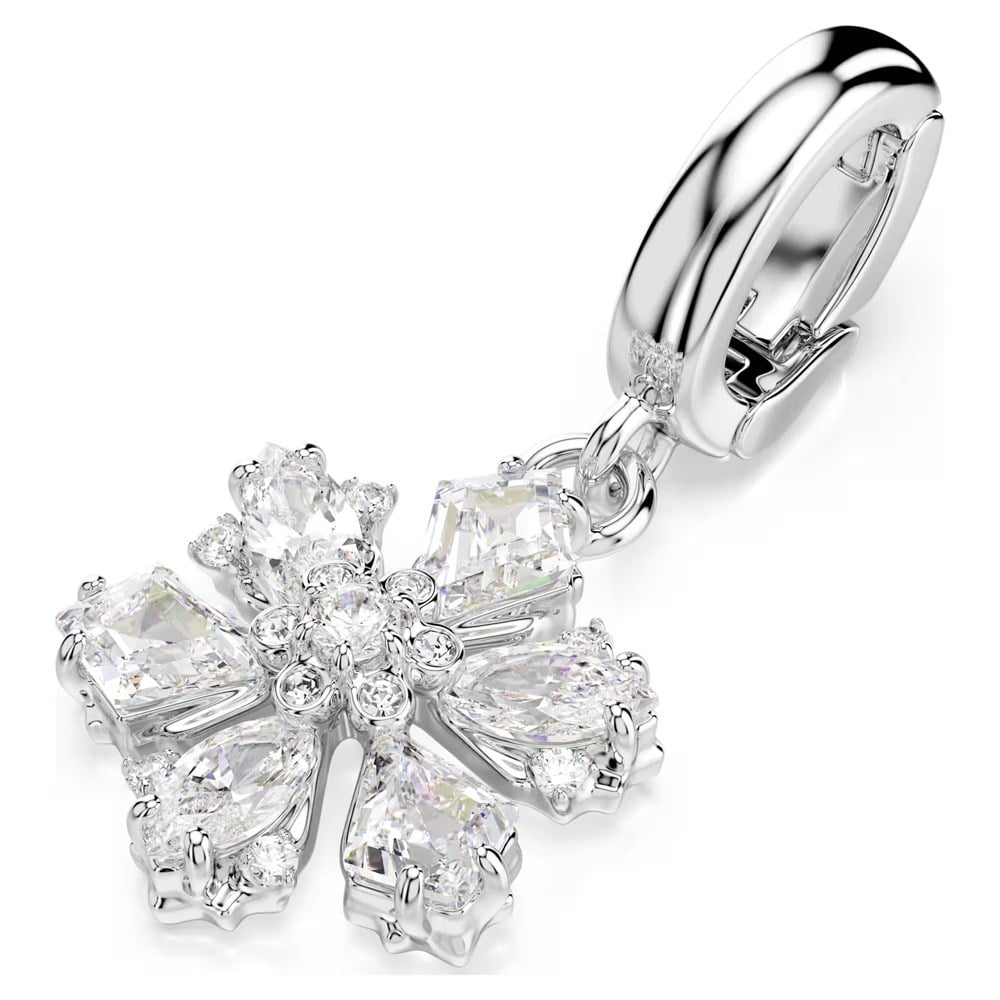 SwarovskiIdyllia Charm Karışık kesimler, Kar tanesi, Beyaz, Rodyum kaplama