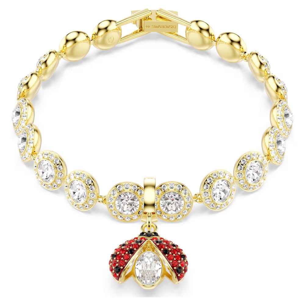SwarovskiIdyllia Charm Karışık kesimler, Uğur böceği, Kırmızı, 18k altın rengi yüzey