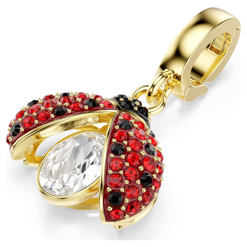 SwarovskiIdyllia Charm Karışık kesimler, Uğur böceği, Kırmızı, 18k altın rengi yüzey