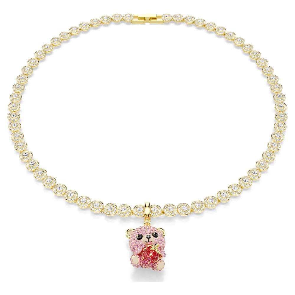 SwarovskiIdyllia Charm Karışık kesimler, Ayıcık, Pembe, 18k altın rengi yüzey