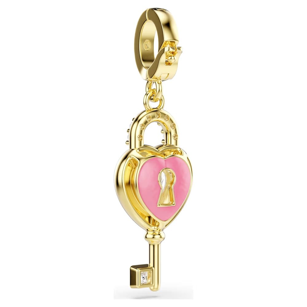 SwarovskiIdyllia Charm Karışık kesimler, Anahtarlı kalp, Beyaz, 18k altın rengi yüzey