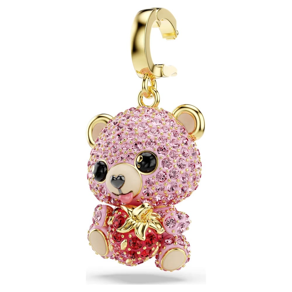 SwarovskiIdyllia Charm Karışık kesimler, Ayıcık, Pembe, 18k altın rengi yüzey