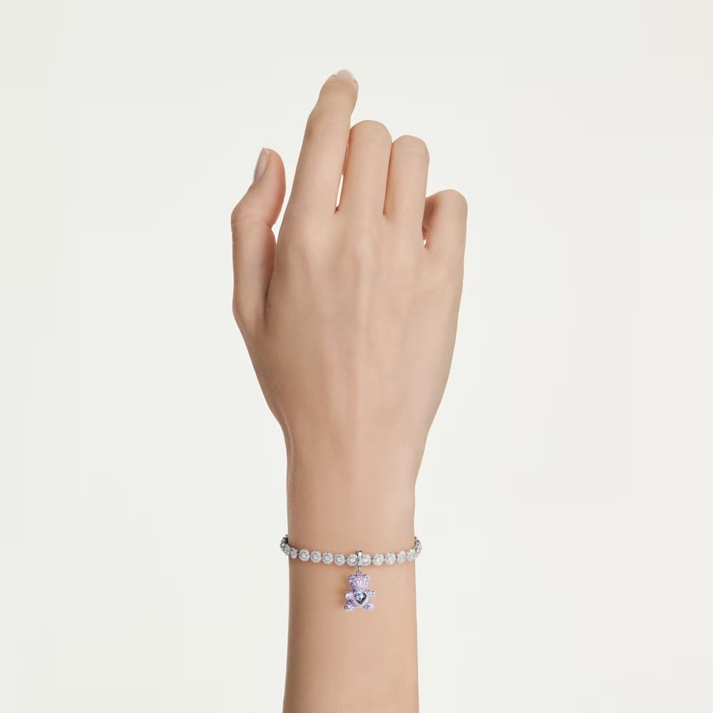SwarovskiIdyllia Charm Karışık kesimler, Ayıcık, Mor, Rodyum kaplama