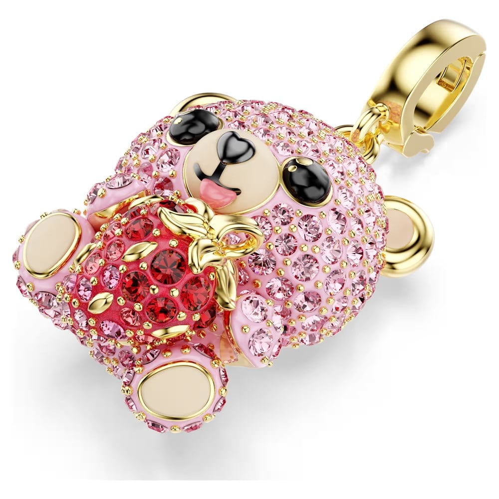 SwarovskiIdyllia Charm Karışık kesimler, Ayıcık, Pembe, 18k altın rengi yüzey