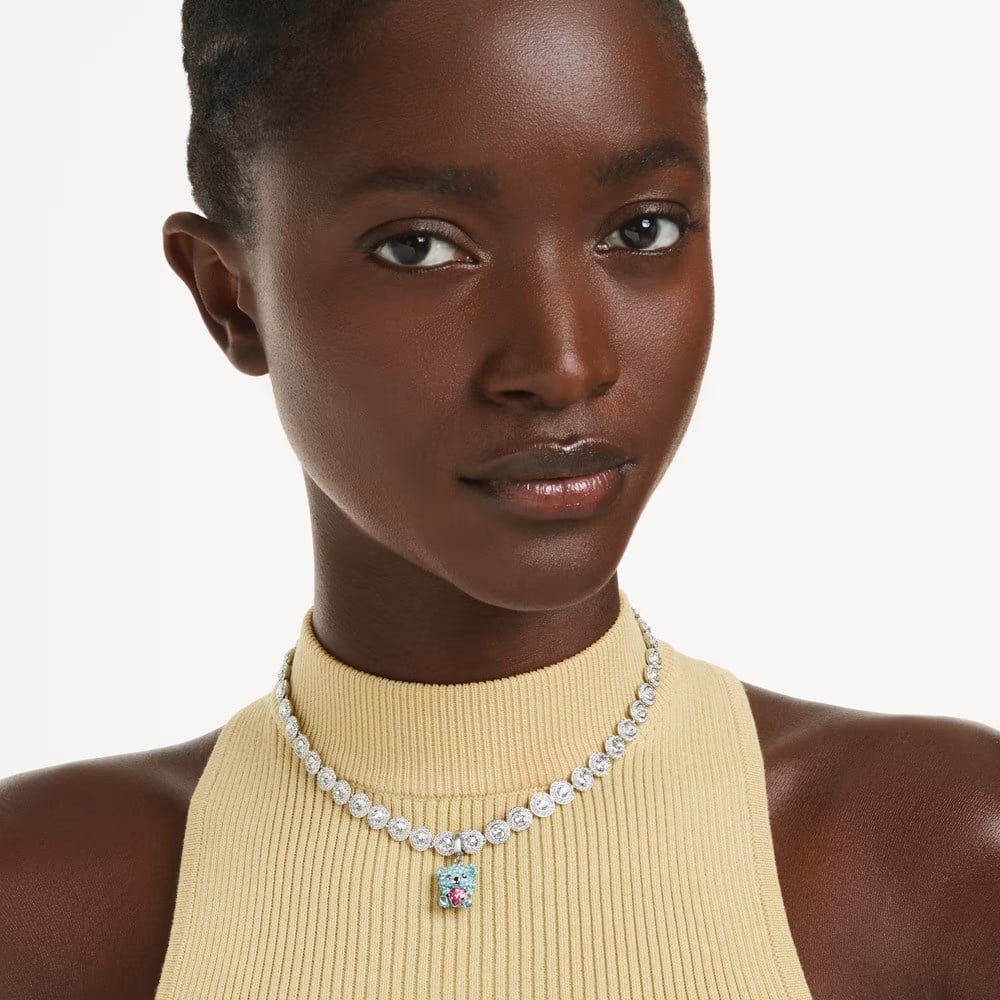 SwarovskiIdyllia Charm Karışık kesimler, Ayıcık, Mavi, Rodyum kaplama