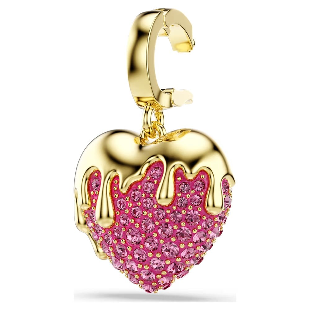 SwarovskiIdyllia Charm Yuvarlak kesim, Kalp, Pembe, 18k altın rengi yüzey