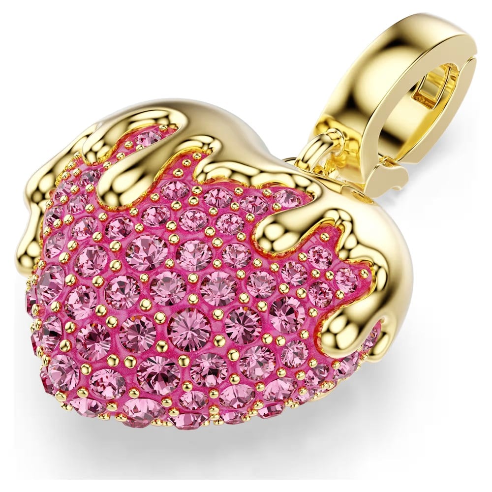 SwarovskiIdyllia Charm Yuvarlak kesim, Kalp, Pembe, 18k altın rengi yüzey