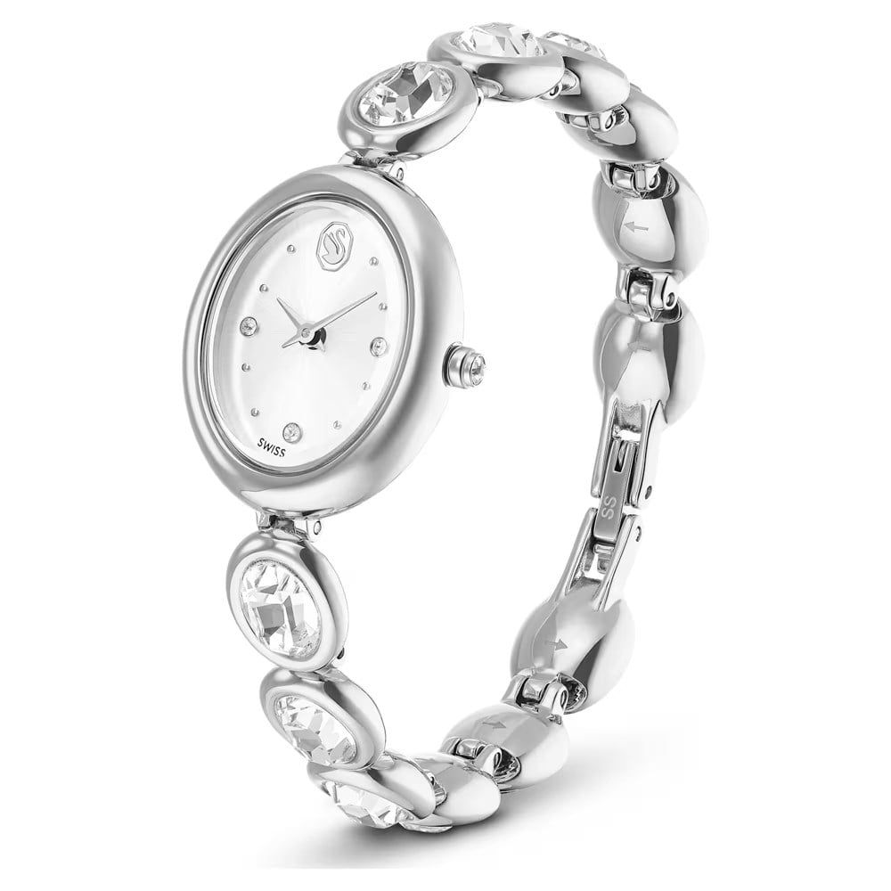 SwarovskiImber oval Saat İsviçre Üretimi, Metal bileklik, Gümüş Rengi, Paslanmaz çelik