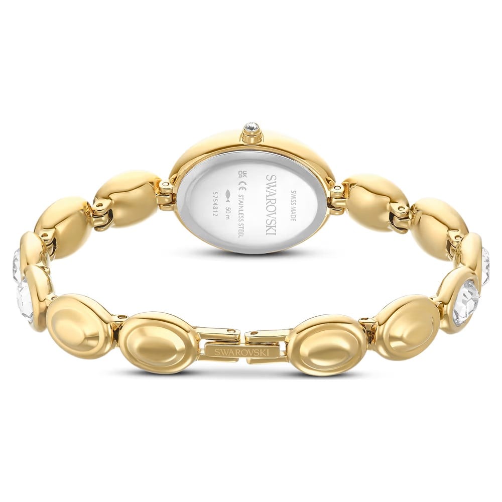 SwarovskiImber oval Saat İsviçre Üretimi, Metal bileklik, Altın Rengi, Altın rengi yüzey