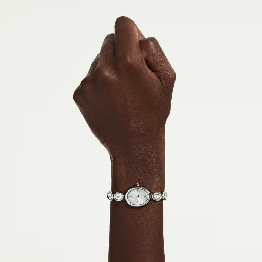 SwarovskiImber oval Saat İsviçre Üretimi, Metal bileklik, Gümüş Rengi, Paslanmaz çelik