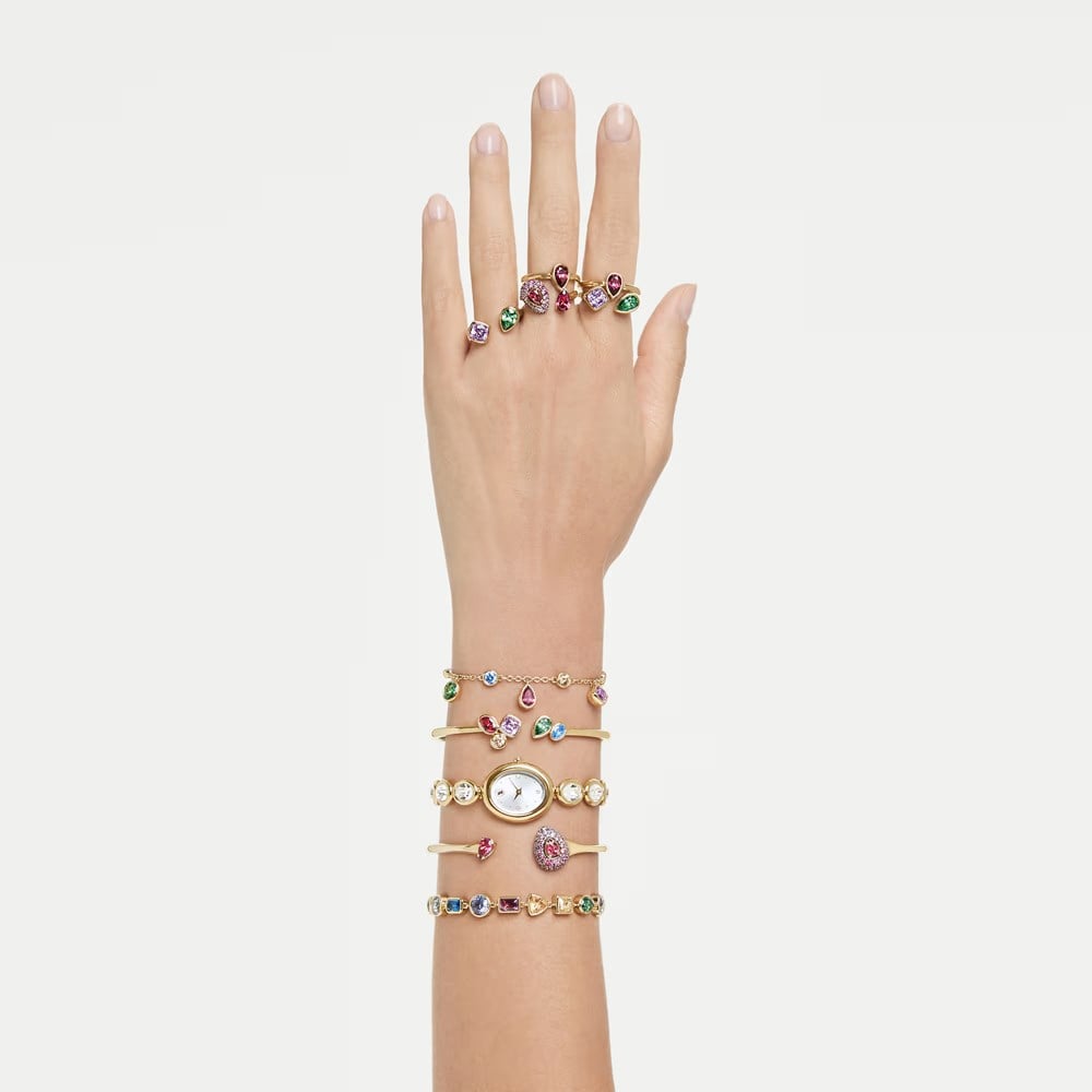 SwarovskiImber oval Saat İsviçre Üretimi, Metal bileklik, Altın Rengi, Altın rengi yüzey