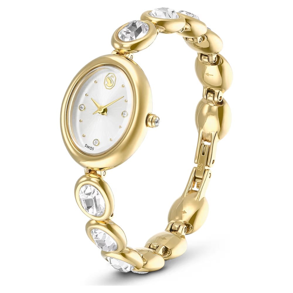 SwarovskiImber oval Saat İsviçre Üretimi, Metal bileklik, Altın Rengi, Altın rengi yüzey
