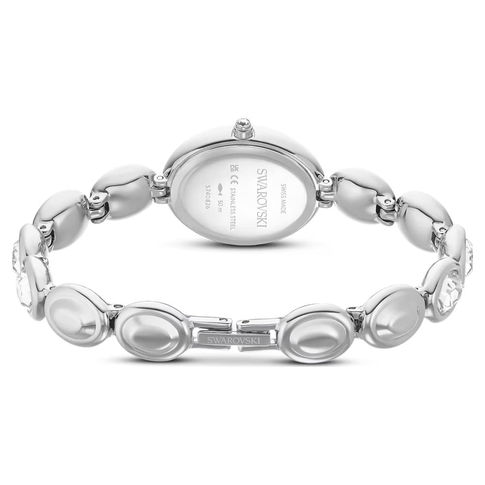 SwarovskiImber oval Saat İsviçre Üretimi, Metal bileklik, Gümüş Rengi, Paslanmaz çelik