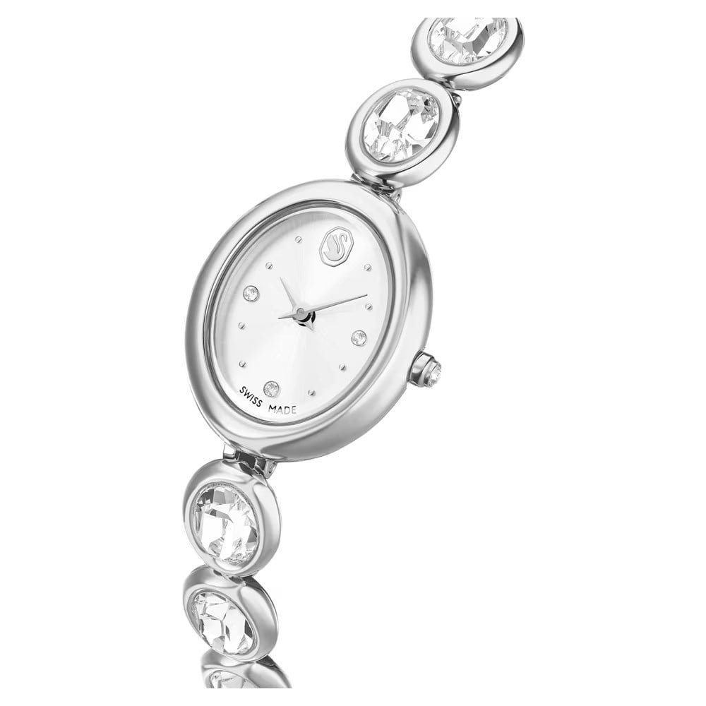 SwarovskiImber oval Saat İsviçre Üretimi, Metal bileklik, Gümüş Rengi, Paslanmaz çelik