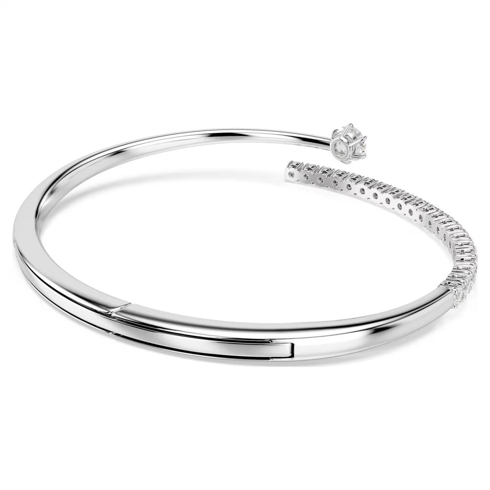 SwarovskiMatrix Bileklik Yuvarlak kesim, Beyaz, Rodyum kaplama