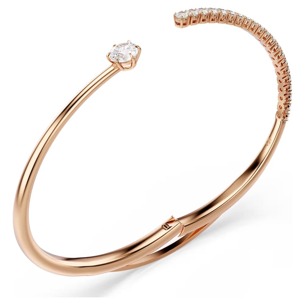 SwarovskiMatrix Bileklik Yuvarlak kesim, Beyaz, 18k pembe altın rengi yüzey