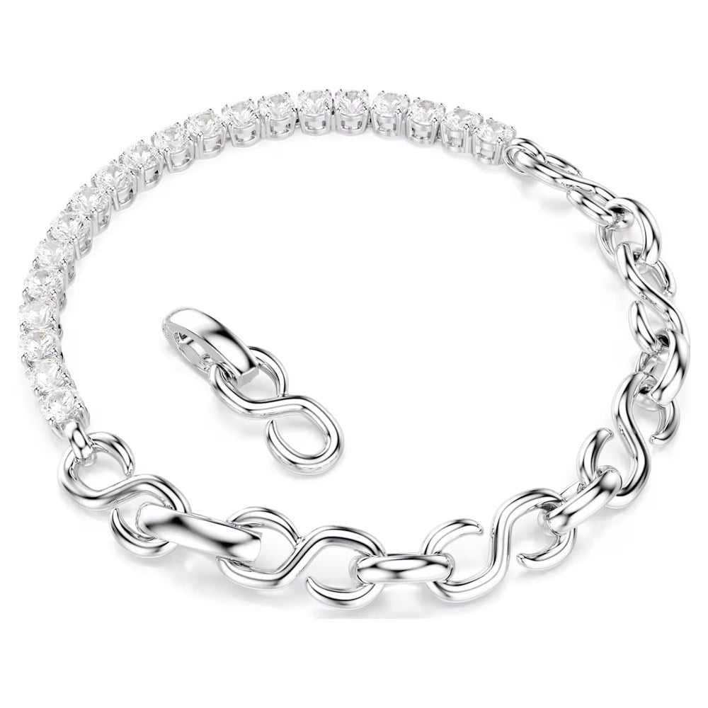 SwarovskiMatrix Bileklik Yuvarlak kesim, Beyaz, Rodyum kaplama