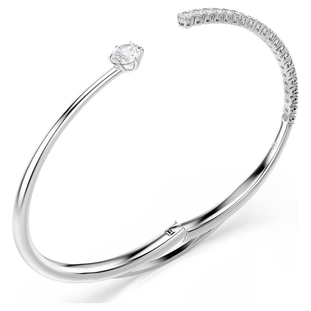 SwarovskiMatrix Bileklik Yuvarlak kesim, Beyaz, Rodyum kaplama