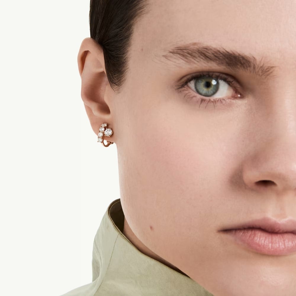 SwarovskiMatrix Klipsli Küpeler Yuvarlak kesim, Beyaz, 18k pembe altın rengi yüzey