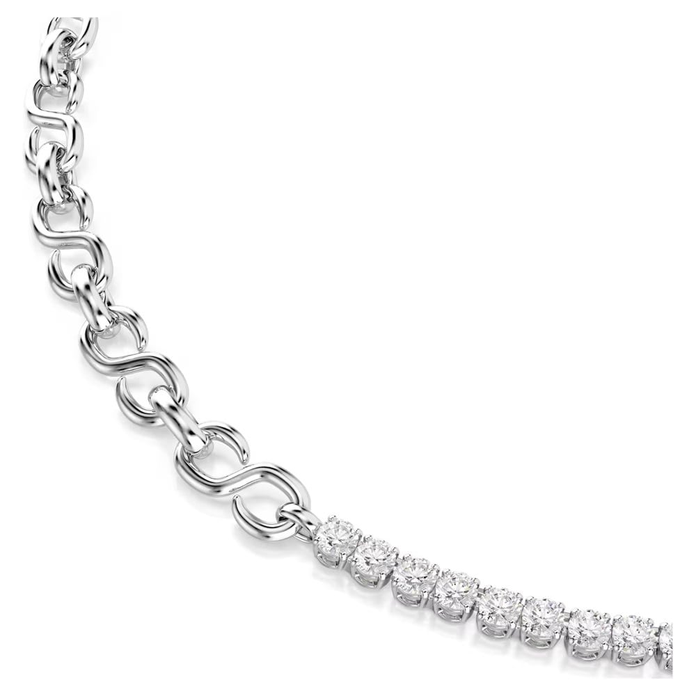 SwarovskiMatrix Kolye S şeklinde, Yuvarlak kesim, Beyaz, Rodyum kaplama
