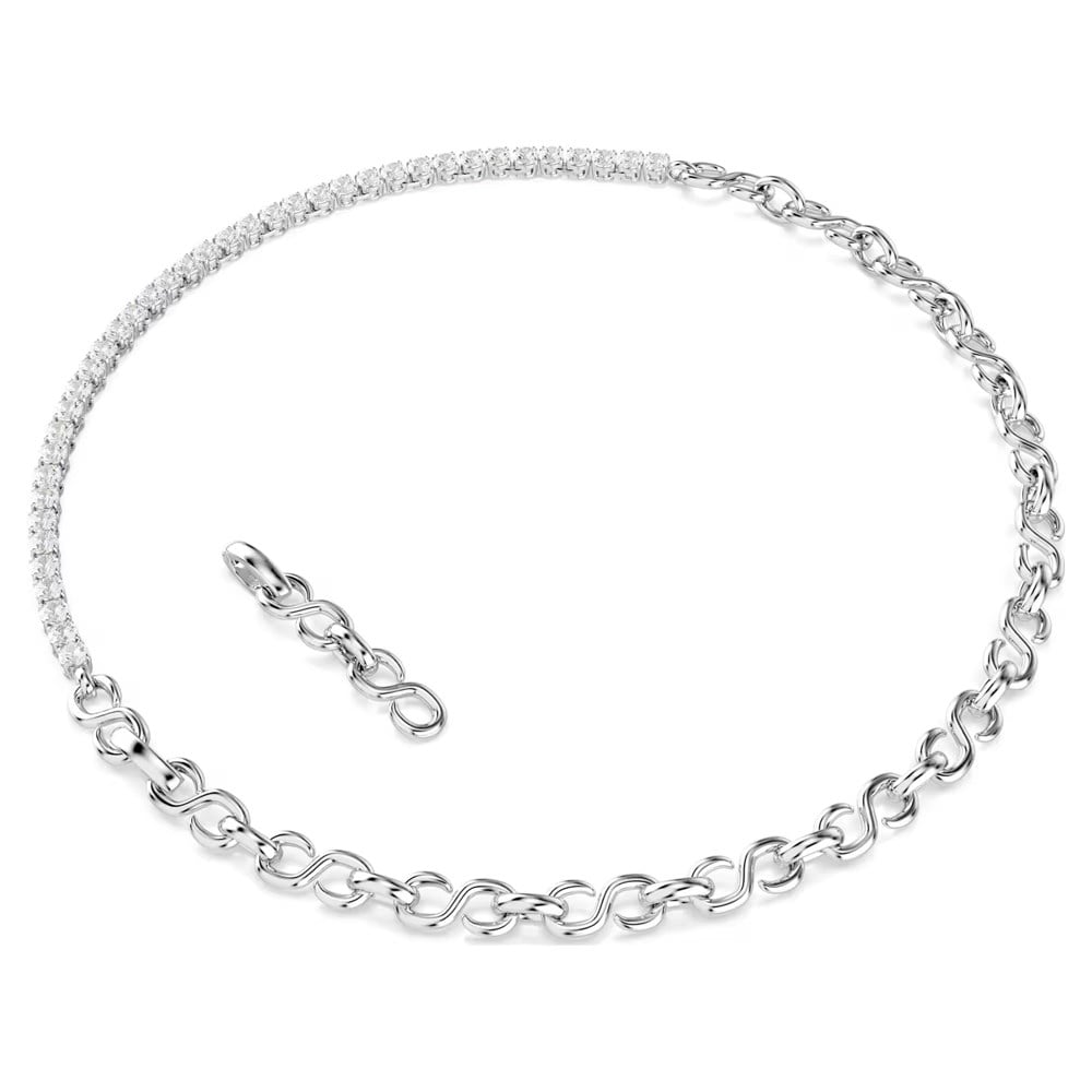 SwarovskiMatrix Kolye S şeklinde, Yuvarlak kesim, Beyaz, Rodyum kaplama