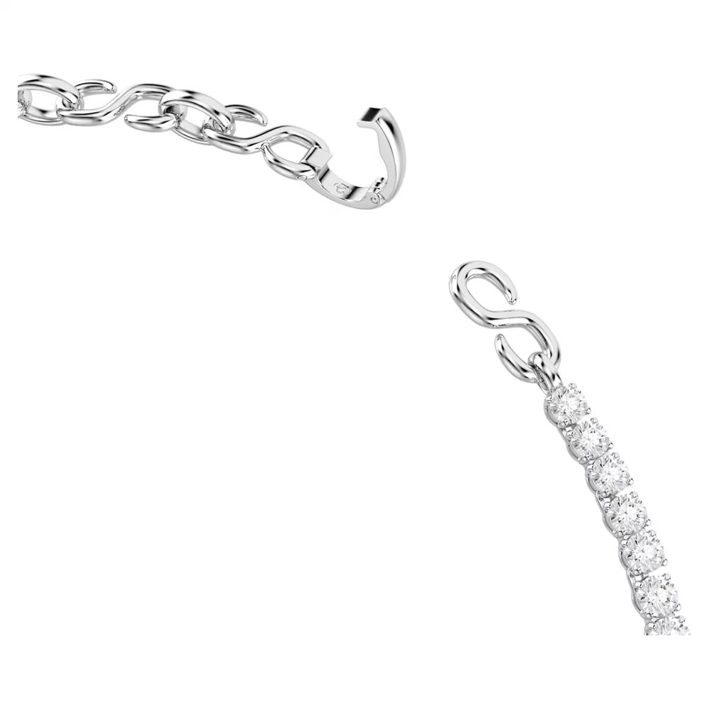 SwarovskiMatrix Kolye S şeklinde, Yuvarlak kesim, Beyaz, Rodyum kaplama