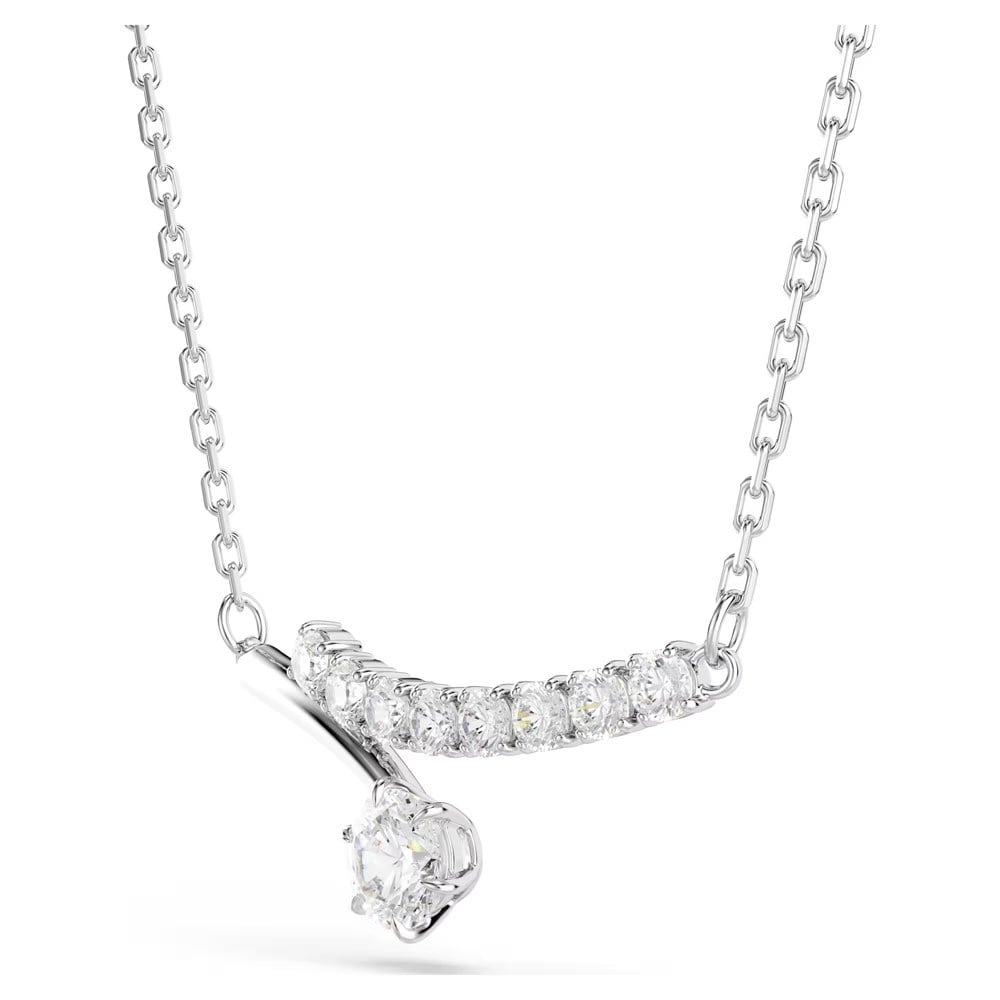 SwarovskiMatrix Kolye Yuvarlak kesim, Beyaz, Rodyum kaplama