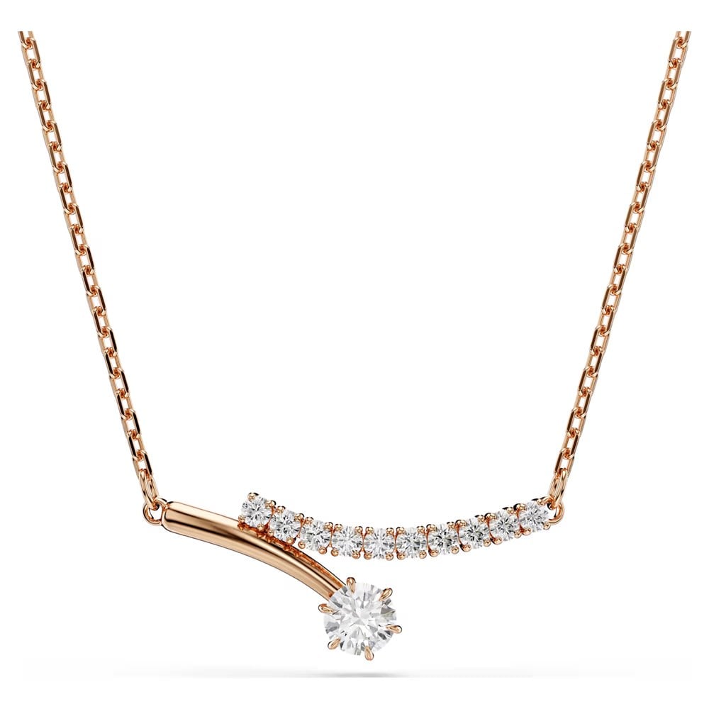 SwarovskiMatrix Kolye Yuvarlak kesim, Beyaz, 18k pembe altın rengi yüzey