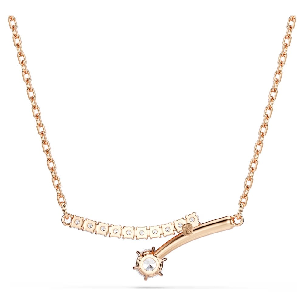 SwarovskiMatrix Kolye Yuvarlak kesim, Beyaz, 18k pembe altın rengi yüzey