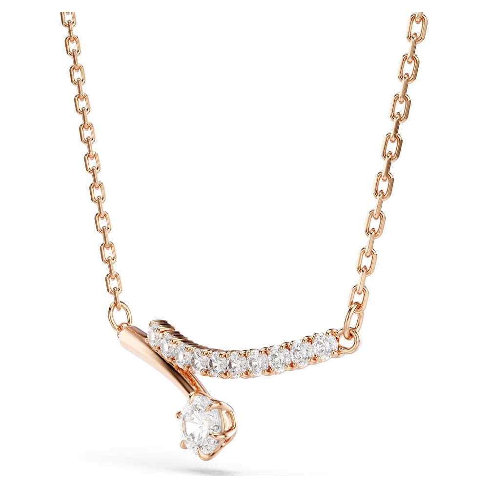 SwarovskiMatrix Kolye Yuvarlak kesim, Beyaz, 18k pembe altın rengi yüzey