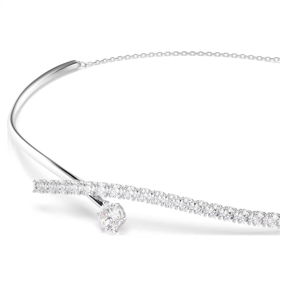 SwarovskiMatrix Kolye Yuvarlak kesim, Beyaz, Rodyum kaplama