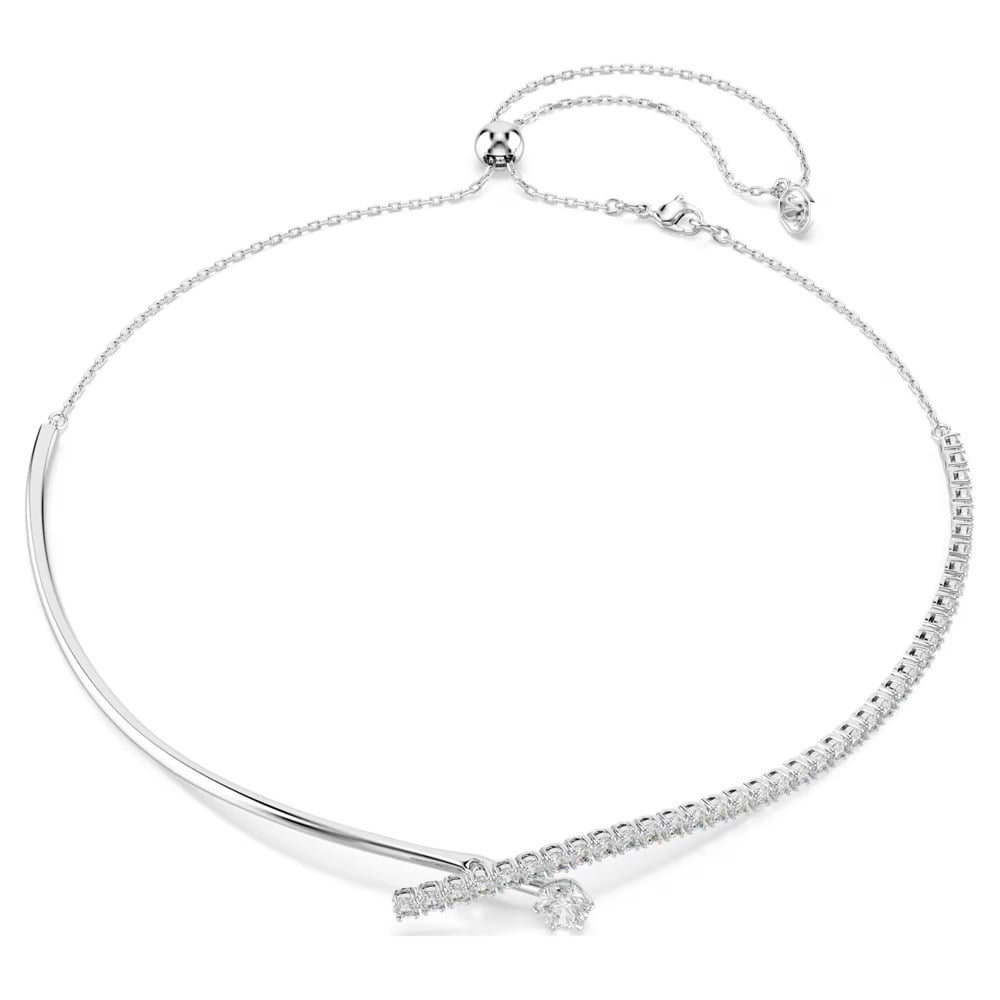 SwarovskiMatrix Kolye Yuvarlak kesim, Beyaz, Rodyum kaplama