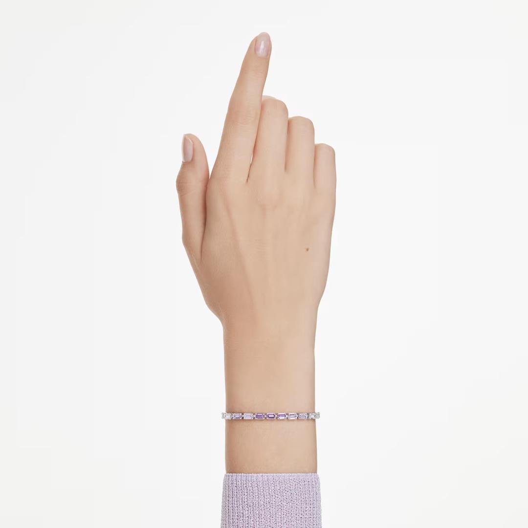 SwarovskiMatrix Tennis bileklik Baget kesim, Mor, Rodyum kaplama