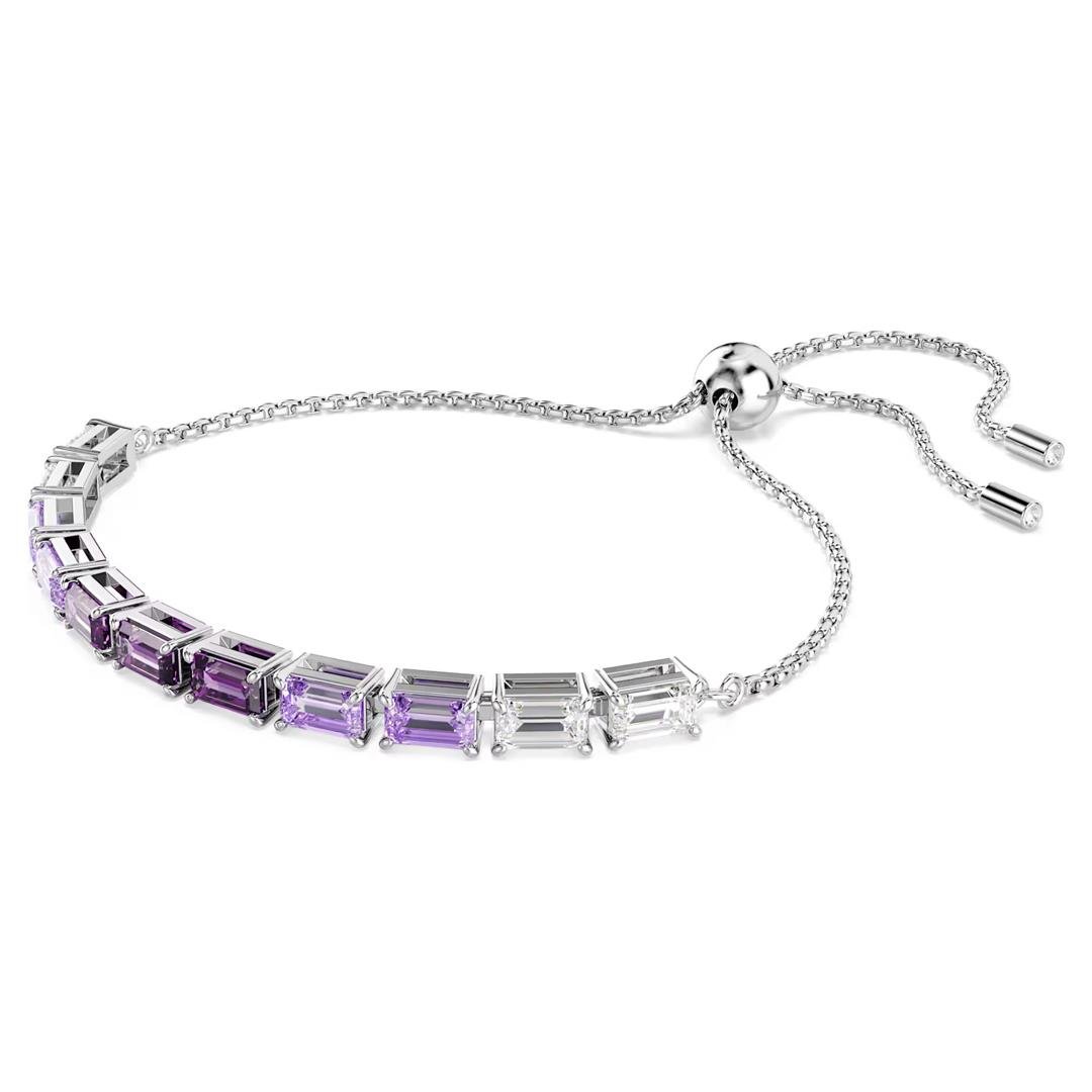 SwarovskiMatrix Tennis bileklik Baget kesim, Mor, Rodyum kaplama