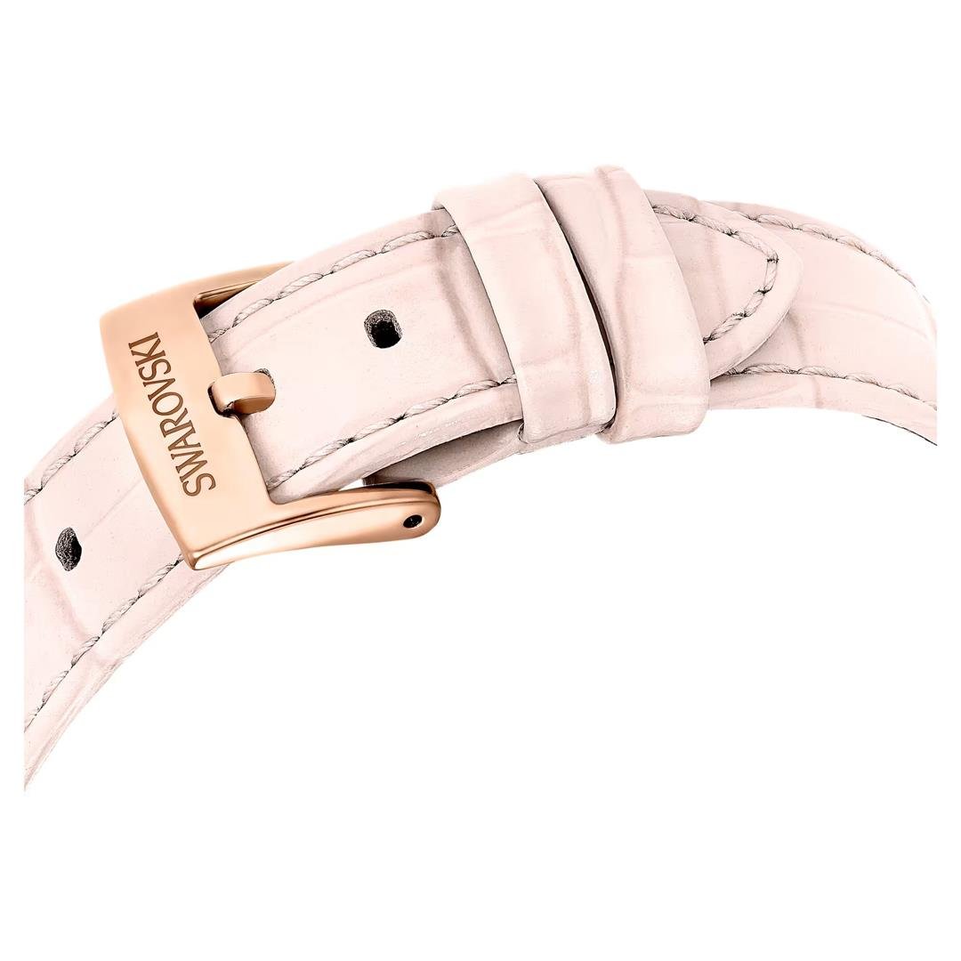 SwarovskiMatrix Tennis Chrono Saat İsviçre Üretimi, Deri kayış, Pembe, Pembe altın rengi yüzey