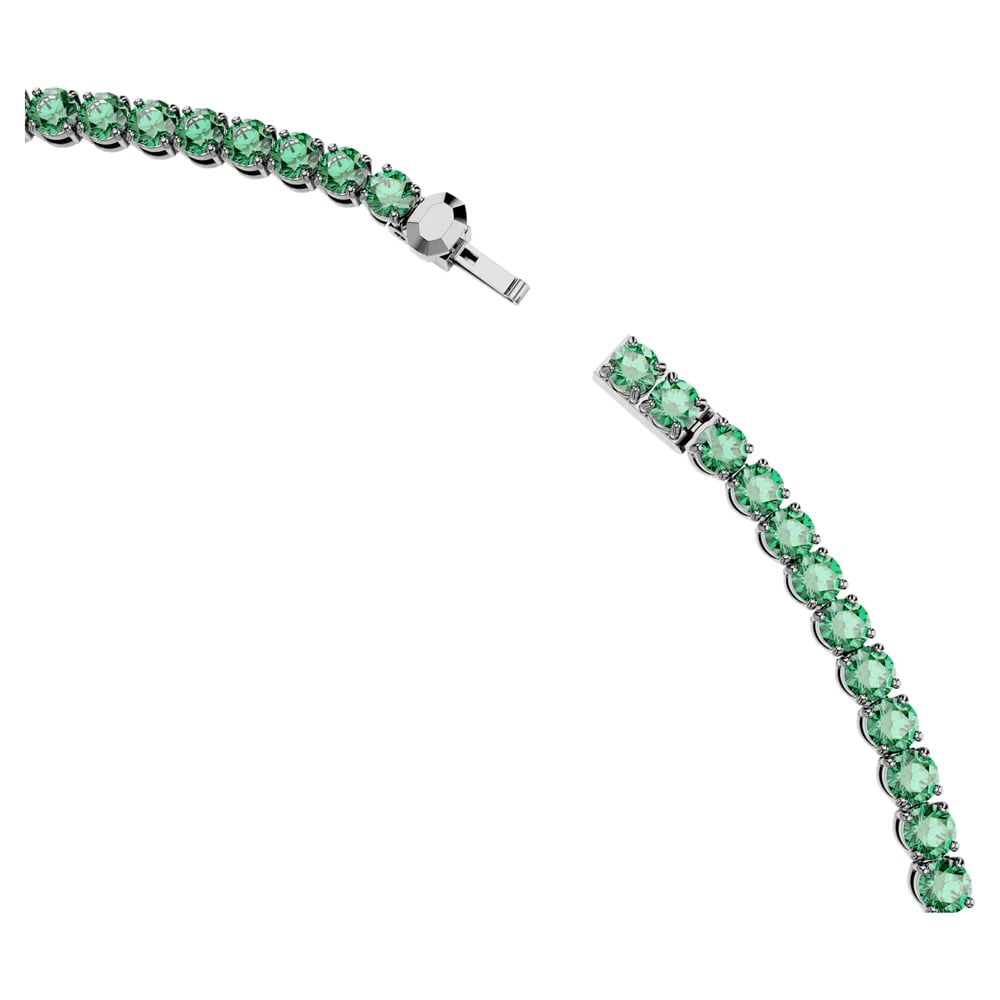 SwarovskiMatrix Tennis kolye Yuvarlak kesim, Yeşil, Rutenyum kaplama