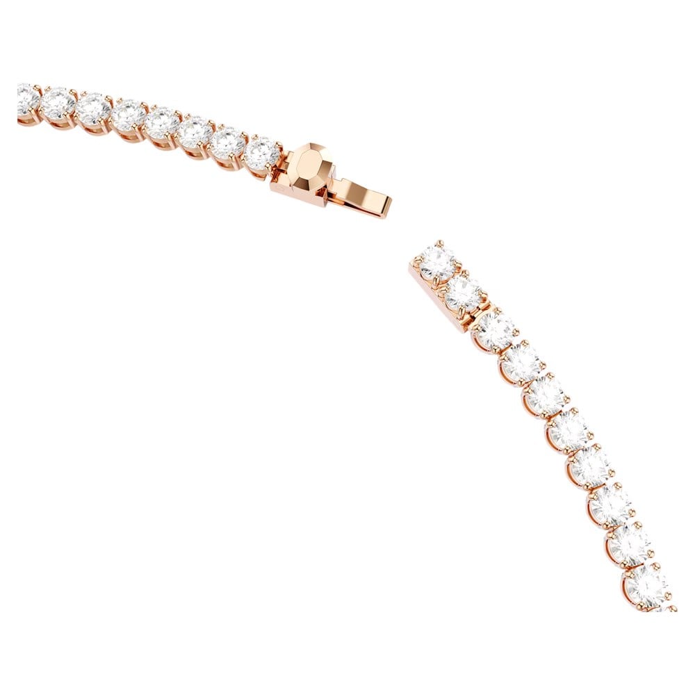 SwarovskiMatrix Tennis kolye Yuvarlak kesim, Beyaz, 18k pembe altın rengi yüzey