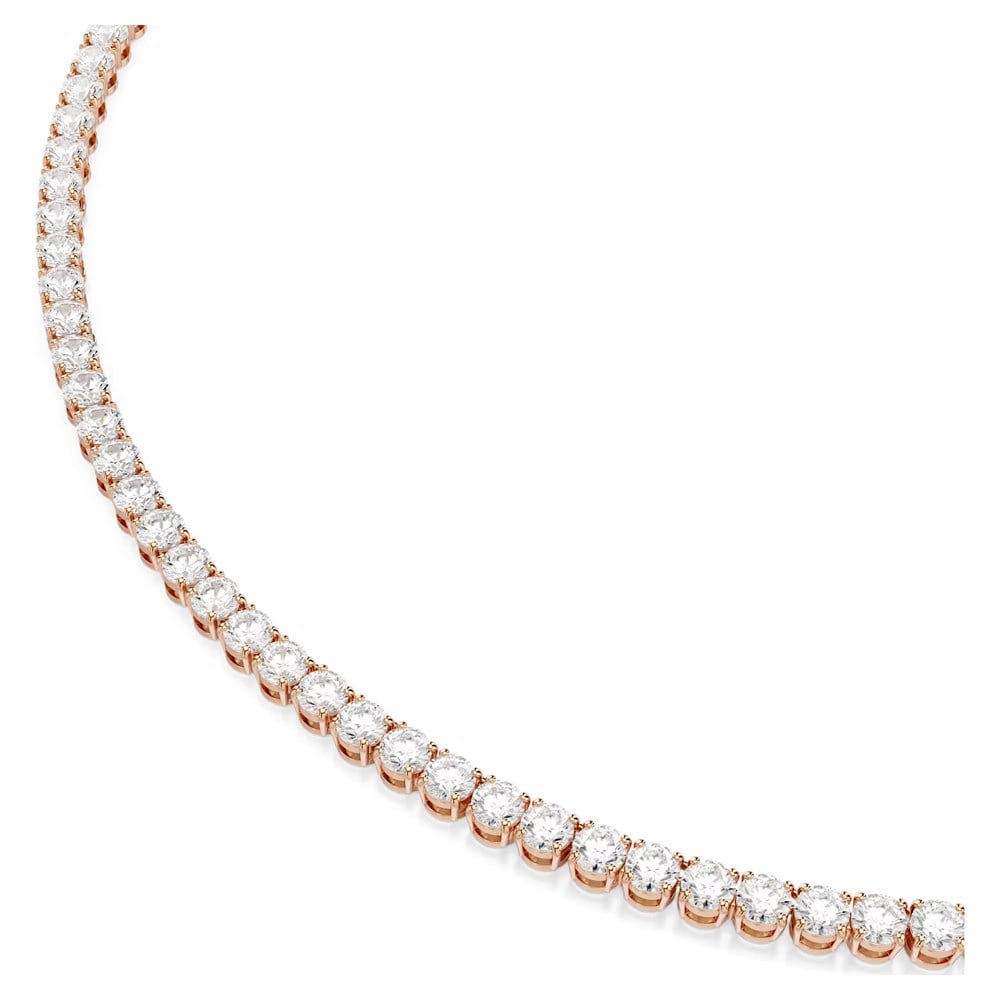 SwarovskiMatrix Tennis kolye Yuvarlak kesim, Beyaz, 18k pembe altın rengi yüzey