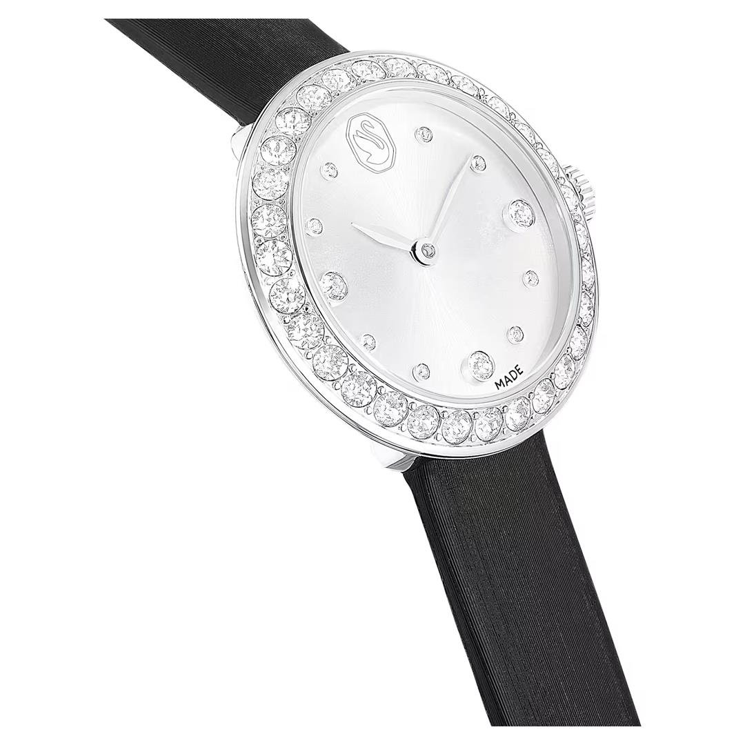 SwarovskiMatrix Tennis Saat İsviçre Üretimi, Deri kayış, Siyah, Paslanmaz çelik