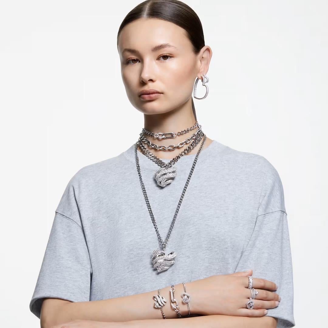 SwarovskiMatrix Vittore Yüzük Baget kesim, Beyaz, Rodyum kaplama