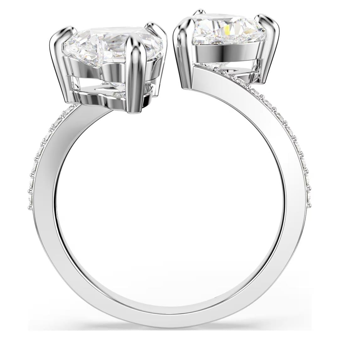 SwarovskiMesmera Attract Açık Yüzük Kalp kesim, Pavé, Kalp, Beyaz, Gümüş renkli yüzey