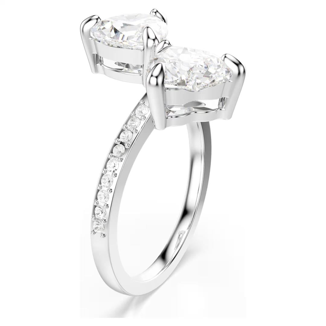 SwarovskiMesmera Attract Açık Yüzük Kalp kesim, Pavé, Kalp, Beyaz, Gümüş renkli yüzey