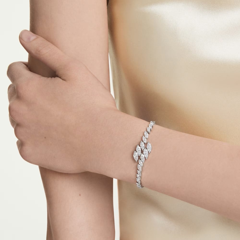 SwarovskiMesmera Bileklik Markiz kesim, Beyaz, Rodyum kaplama