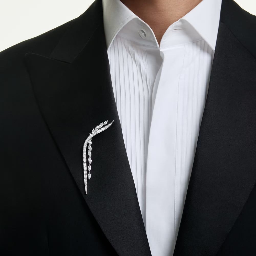 SwarovskiMesmera Broş Karışık kesimler, Beyaz, Rodyum kaplama