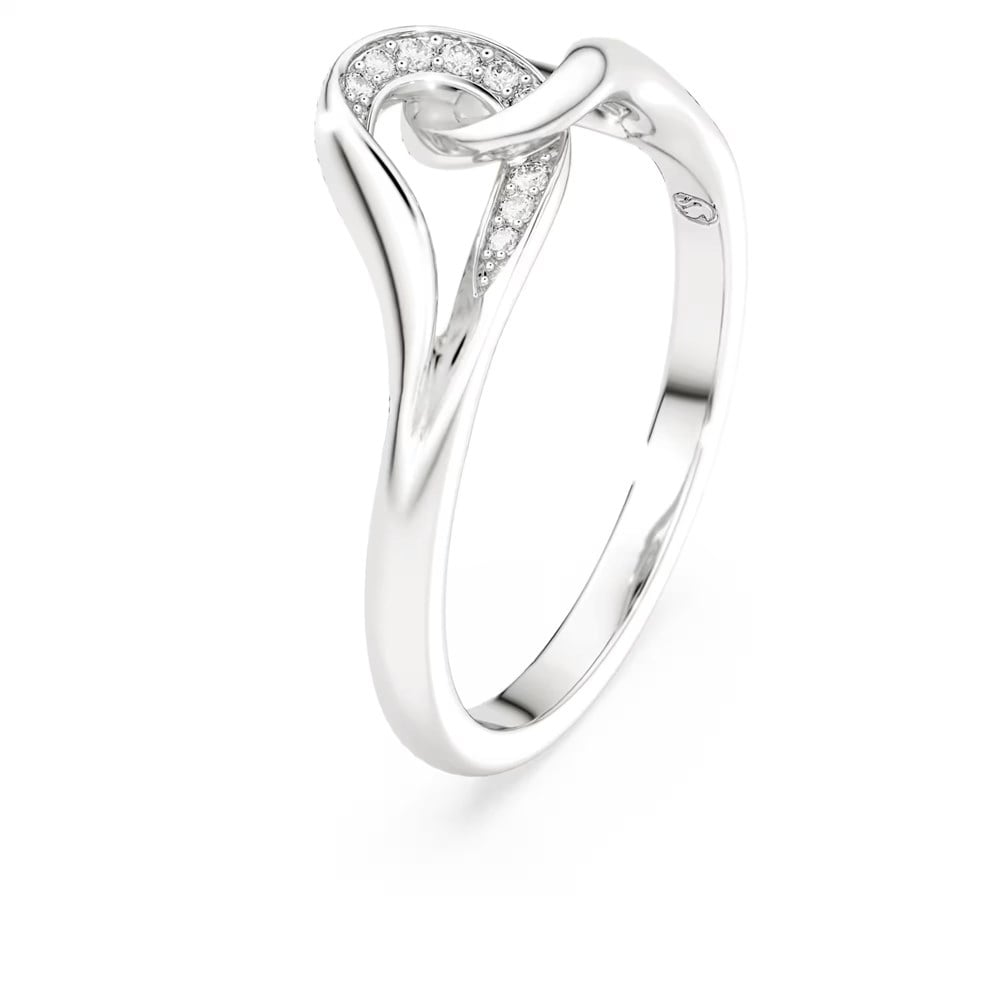 SwarovskiSwarovski Classica Yüzük Yuvarlak kesim, İç içe geçmiş, Beyaz, Saf gümüş