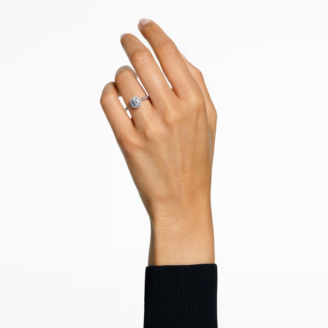 SwarovskiUna Angelic Yüzük Yuvarlak kesim, Beyaz, Gümüş renkli yüzey