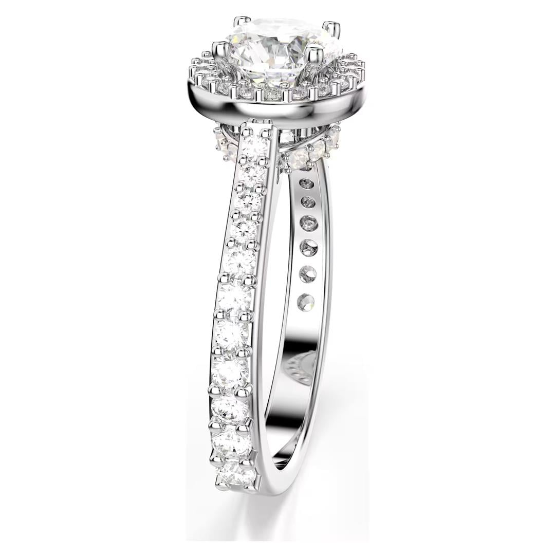 SwarovskiUna Angelic Yüzük Yuvarlak kesim, Beyaz, Gümüş renkli yüzey